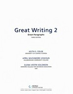 Great writing 2 : great pargraphs / Keith S. Folse, April Muchmore-Vokoun, Elena Vestri Solomon.